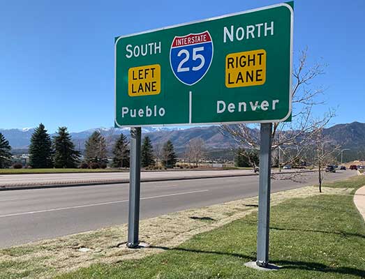 interstate 25 sign colorado springs to denver